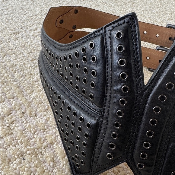 Alaia Wide Grommet Studded Corset Belt - Picture 2 of 12